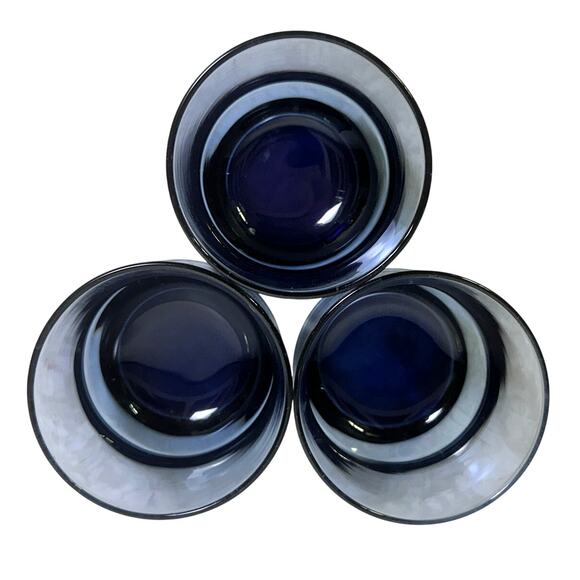 Libbey Apollo Blue Flat 6 oz Vintage Tumblers Retro Drinking Glasses-Set of 3 - Picture 2 of 4